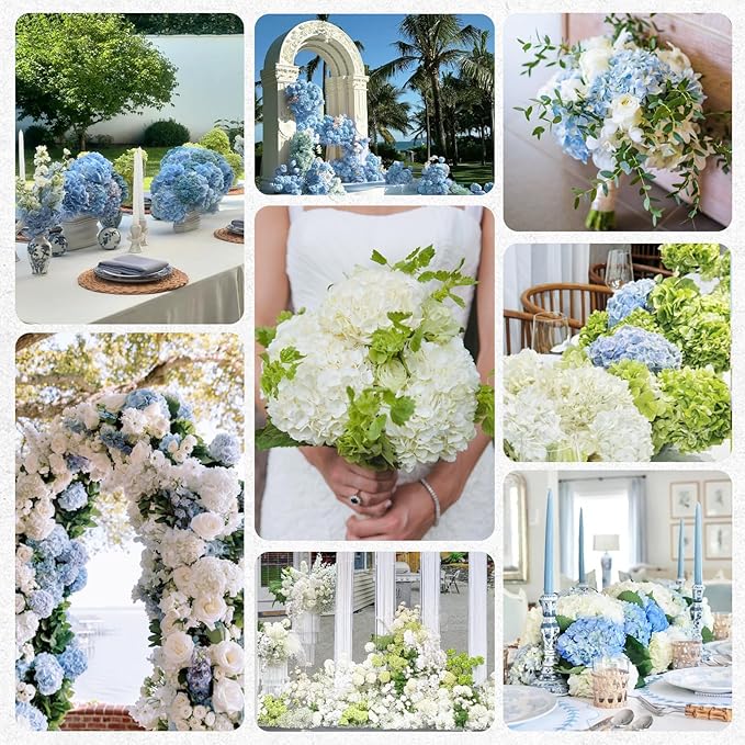 6 Pcs Light Green Hydrangea Artificial Flowers, Latex Real Touch Hydrangea Flowers, 19.6'' Full Faux Hydrangea Flowers Fake Flowers for Home Decor Party Wedding Centerpiece Bouquet Floral Arrangements