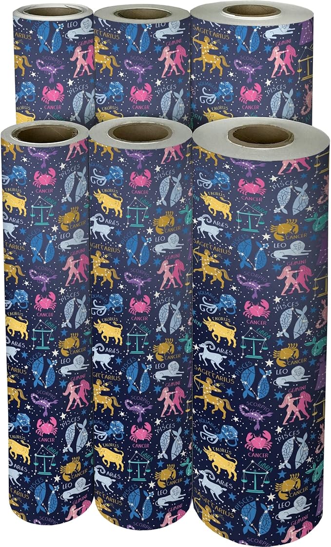 Jillson Roberts Bulk Gift Wrap, Everyday Gift Wrapping Supplies, Astrology, Full Ream 833 feet x 24 inches