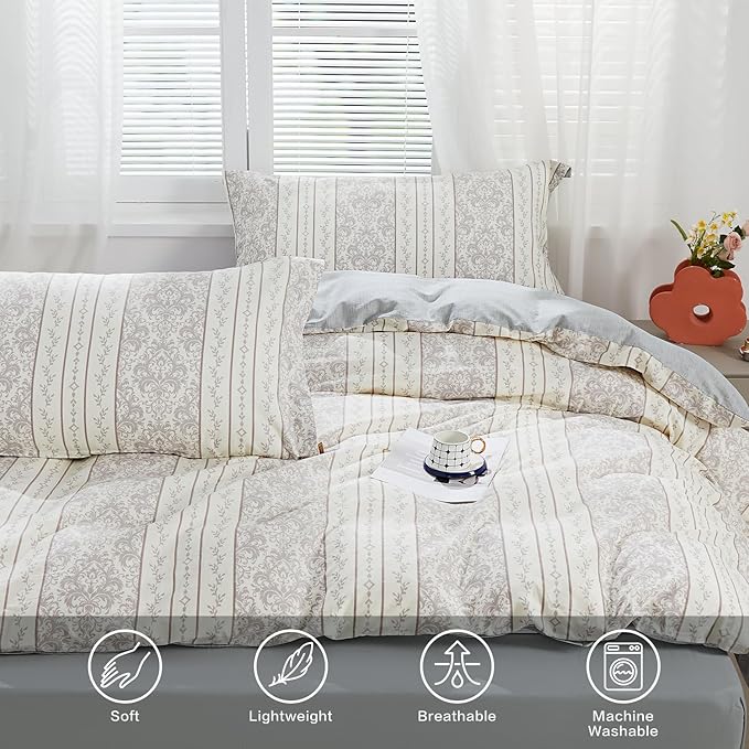 SAPHREAS Grey White Boho Duvet Cover Set Cotton,Modern All Season Bedding Set with Sham 3 Pieces Gray Comforter Set Soft and Lightweight King 1 Duvet Cover 2 Pillow Shams(Insert Excluded)