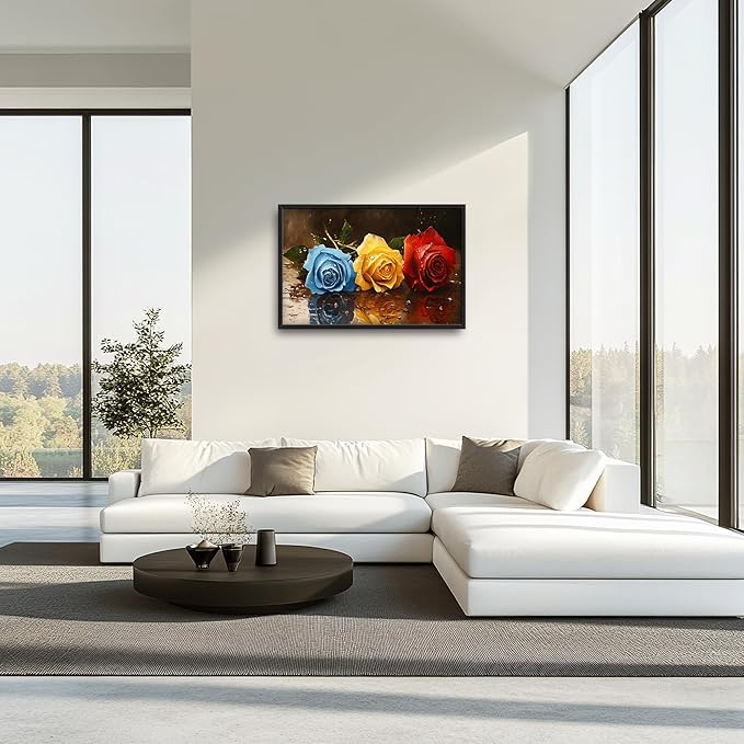 Rose Flowers Large Wall Art Framed Wall Decor for Living Room, Roses Pictures Oversized Canvas Print Painting Modern Extra Large Framed Artwork for Bedroom Office Home Decor 36"x24"
