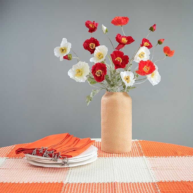 6PCS Red Poppy Flowers Artificial Silk Poppies Faux Bouquet for Christmas Fake Floral Home Decor Living Room Kitchen Party Xmas Red Table Centerpieces