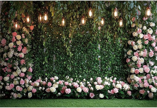 Baocicco Green Floral Wall Backdrops 10x6.5ft Outdoor Outside Wedding Background Bridal Shower Bride to Be Party Decorations Kids Adults Portraits Birthday Anniversary Banner Backdrop Photo Props