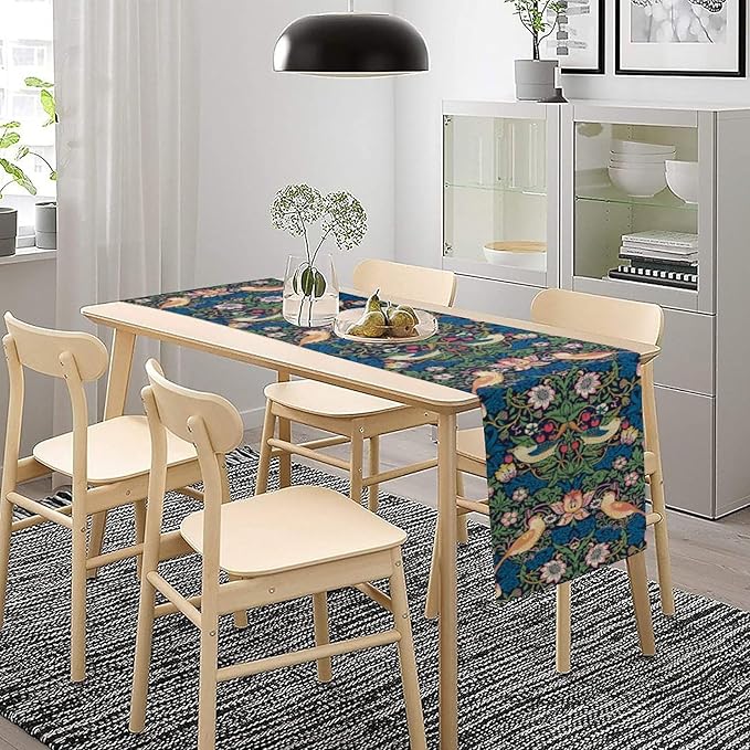 William Morris Floral Table Runner, Vintage Flowers Botanical Printed Table Runner for Home Kitchen Dining Table Decoration,13x36 Inch