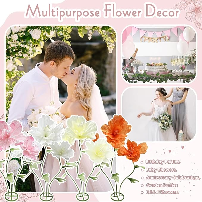 Giant Artificial Paper Flowers Decorations, Large Faux Floral Decor Huge 3D Flower for Wedding Home Office Christmas Birthday Party Banquet Background Shop Window Display Photographic Props, Yellow