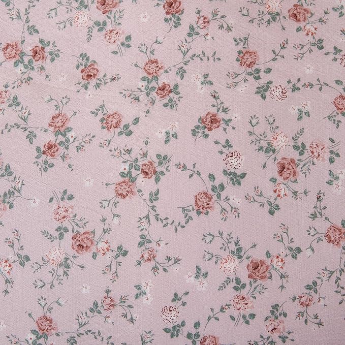Queen Size Comforter Set Floral 3 Pieces Soft Chic Seersucker Garden Style Pink Flower Print Botanical Comforter for All Seasons Luxury Warmth Comfy Breathable with 2 Pillowcases
