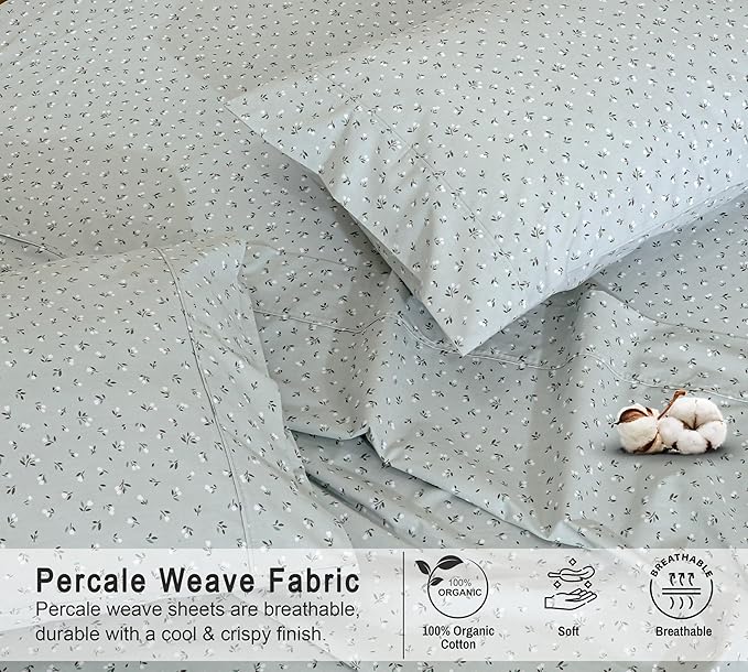 RUVANTI 100% Organic Cotton Sheets Full Size, Percale Weave, GOTS Certified, 4-Piece Set, Deep Pocket 15", Crisp & Breathable, Soft Durable Bedding, Sábanas Algodón Orgánico – Bud Club