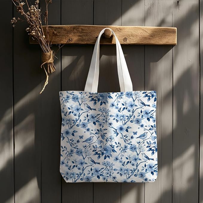 Flowers Tote Bag Gifts for Women, Canvas Aesthetic Reusable Grocery Bags Shopping Bags