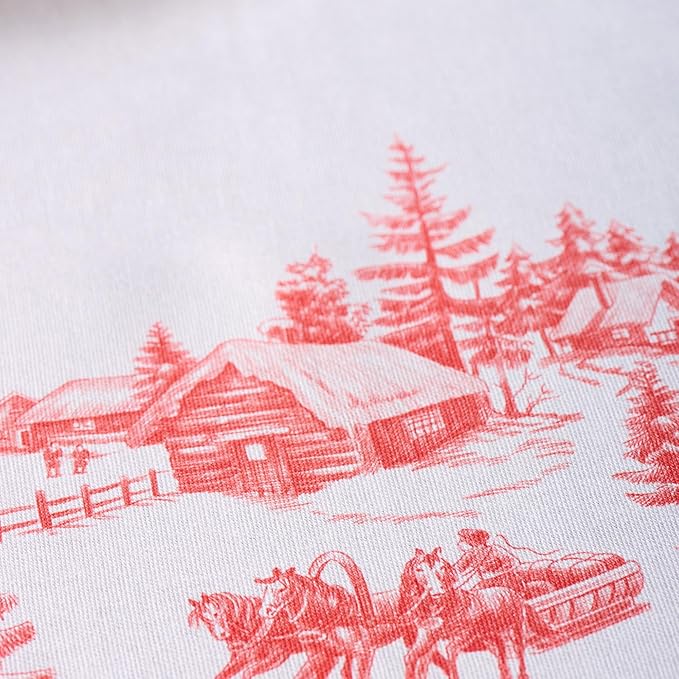 Maison d' Hermine Table Cloth Rectangle Table 100% Cotton 60 x 108 Inches Fall Tablecloth Reusable Everyday Use for Thanksgiving Christmas Decorations Dining Farmhouse Party (Winter Jouy)