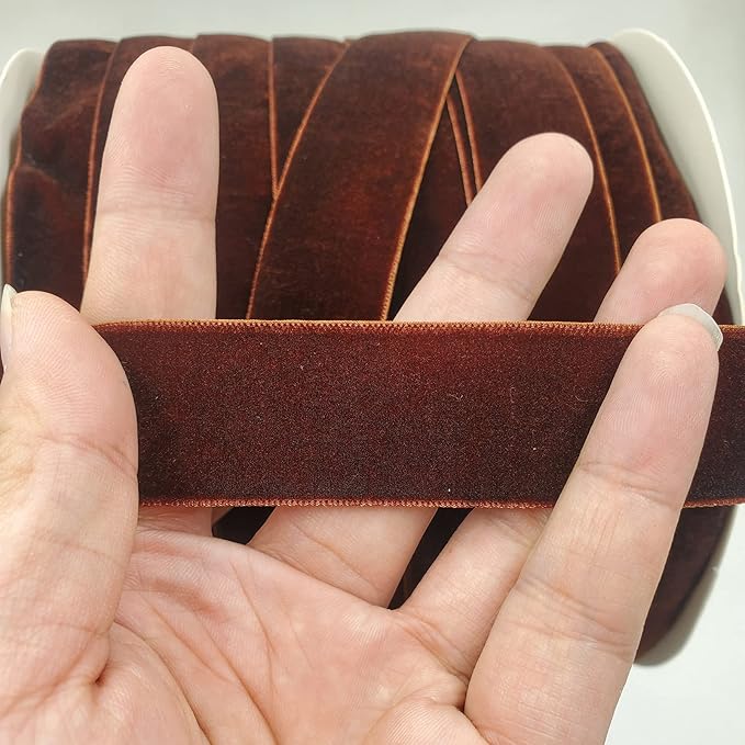 10 Yards Velvet Ribbon Spool (Coffee, 1")