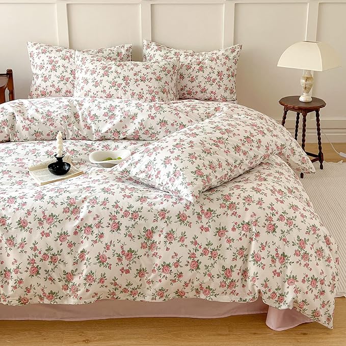HighBuy Botanical Floral Comforter for Twin XL Bed Fluffy Comforter Set with Pink Flower Cottagecore Bedding Sets 3 Piece for Teen Girl(1 Floral Comforter and 2 Pillowcases),All Season