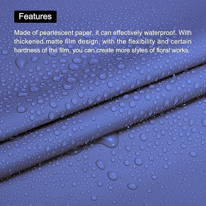 MECCANIXITY 10 Pcs Flower Wrapping Paper 22.8x22.8 Inch Waterproof Florists Wrapping Paper for Florist Bouquet Supplies, DIY Crafts, Gift/Gift Box Packaging Dark Blue
