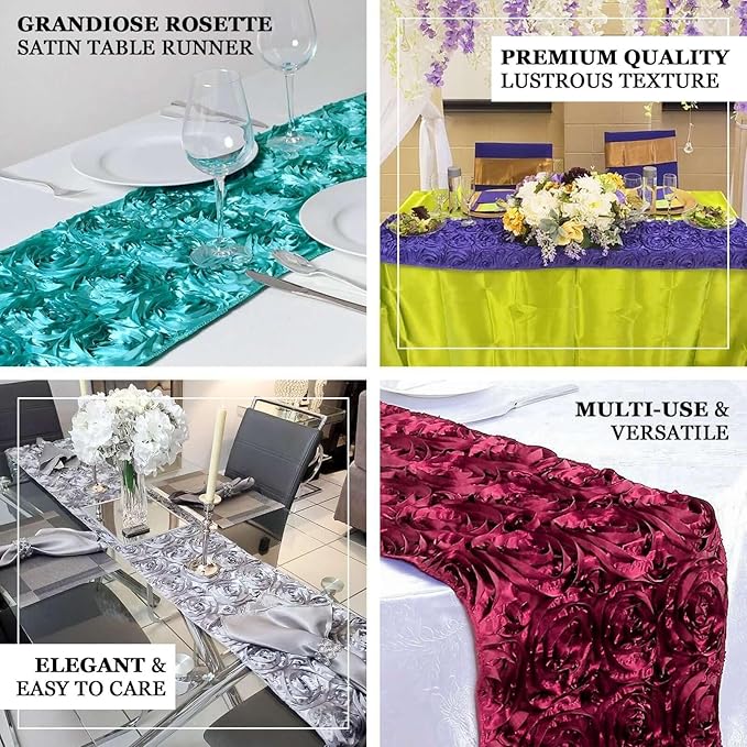 Efavormart Wonderland Rosette Premium Table Runners for Weddings Party Banquets Decor Fit Rectangle and Round Table - Royal Blue