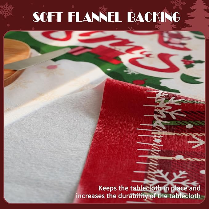 Christmas Rectangle Table Cloth,100% Waterproof Tablecloth,Christmas Decorations for Home, Vinyl Tablecloth Plastic Table Cover for Party，Picnic,Dining,Outdoor 54" x 84",Christmas Trees