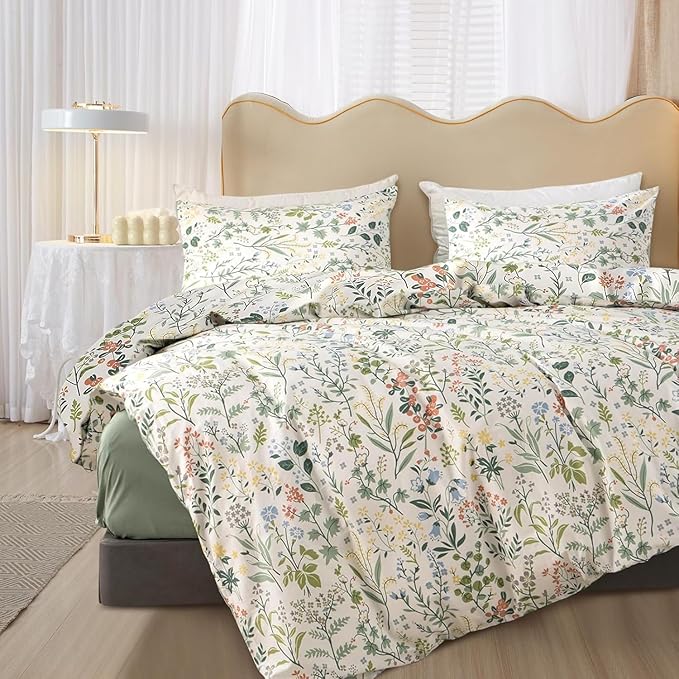 HighBuy Botanical Floral Twin XL Comforter Set Garden Floral Bedding Comforters Lightweight Microfiber Bedding Set Boho Chic Fluffy Soft Flower Comforter Twin XL with 2 Pillowcases,All Season
