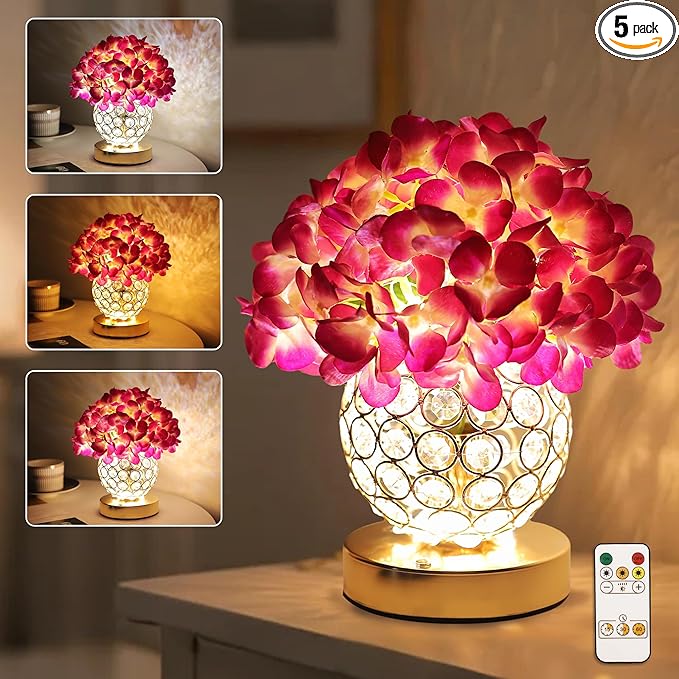 Artificial Hydrangea Flower Lamp with Remote Control, Hydrangea Flower 3 Color Dimmable Night Light Gifts for Women Mom Wife Friend Birthday Christmas, Bedroom Coffee Shop Store Living Room Decor