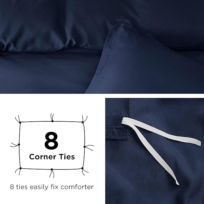 Bedsure Duvet Cover California King Size - Soft Double Brushed Bedding Set for Kids & Adults, Zipper Closure, 3 Pieces, Includes 1 Duvet Cover (104"x98") & 2 Pillow Shams, NO Comforter, Navy Blue