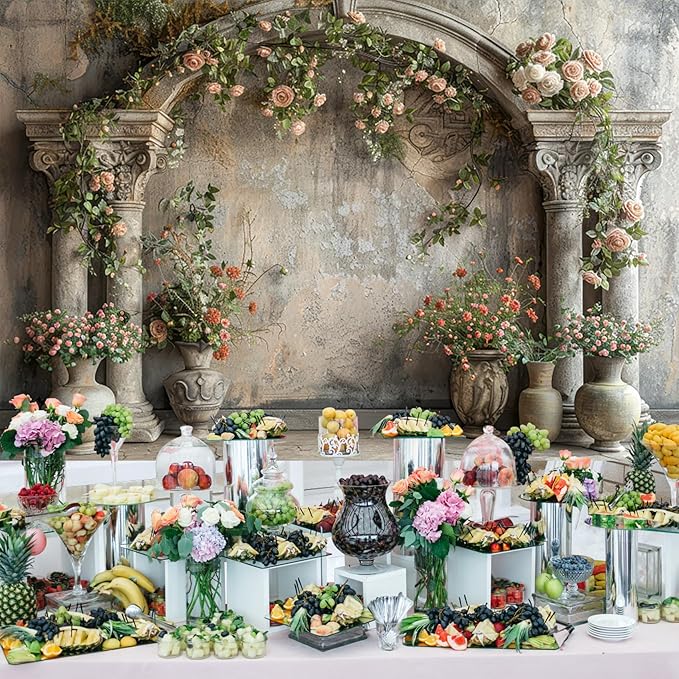 Baocicco 9x6ft Wedding Flowers Wall Backdrop Photography Vintage European Palace Victoria Wall Floral Background for Baby Shower Newborn Birthday Party Decorations Photo Booth Girl Women Portrait
