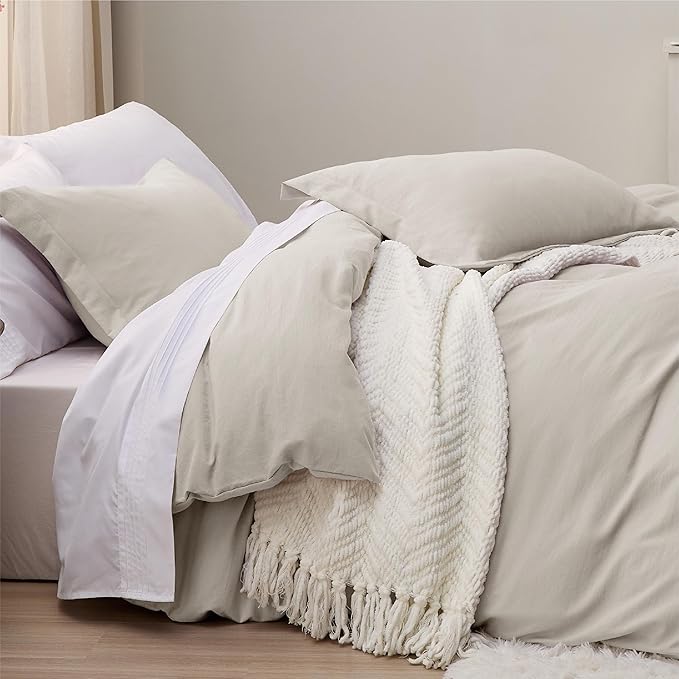Bedsure Oversized King Duvet Cover Only - Prewashed Extra Soft All Season Bedding, Includes 1 Duvet Cover 120x98 Inches with Zipper Closure, Linen, Comforter Not Included