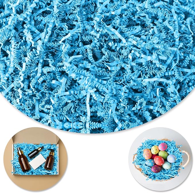 Darfukei Shredded Paper For Gift Baskets, Crinkle Paper Filler, 1/2LB (8 oz) Crinkle Cut Paper Shred, Bridesmaid Engagement Gift Boxes Bags Filler, Tissue Gift Basket Filler, Packing Grass Confetti For Birthdays, Weddings,Anniversaries,Gift Wrapping