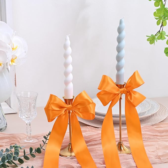 Double Face Autumn Orange Satin Ribbon 1-1/2 inch X 50 Yards Polyester Autumn Orange Ribbon for Gift Wrapping Very Suitable for Weddings Party Invitation Decorations and More