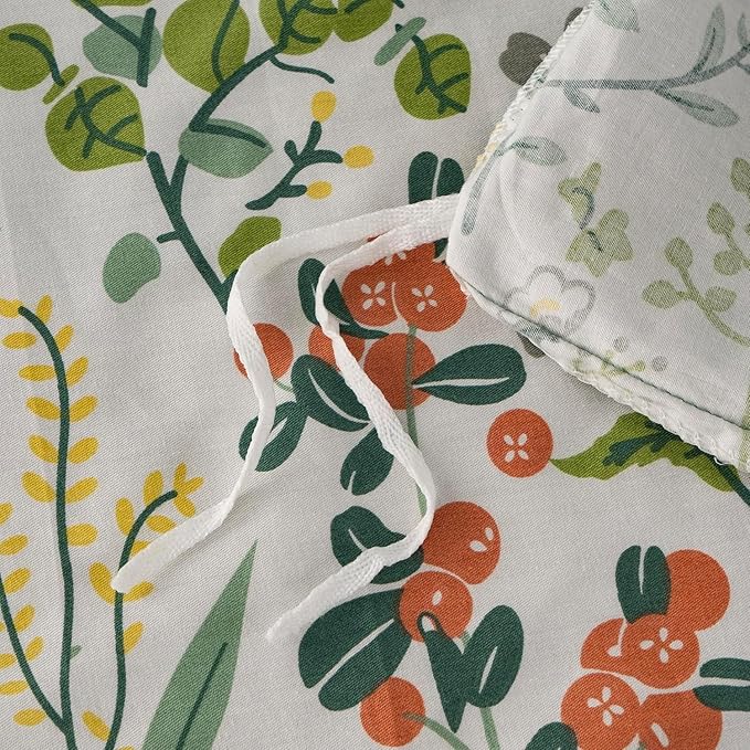 mixinni Sage Green Duvet Cover Set Queen-Exquisite Floral Queen Size Comforter Set for All Seasons, 3 Pieces, 1 Wildflower Plants Duvet Cover (90"x90") and 2 Pillow Cases (20"x26"), Sage Green