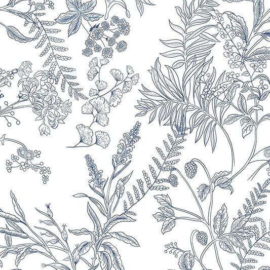Peel and Stick Wallpaper Blue and White Floral Wall Paper for Bedroom Blue Contact Paper for Cabinets Self-Adhesive Removable Wallpaper for Bathroom Kitchen Wall Decor 197"x17.3"