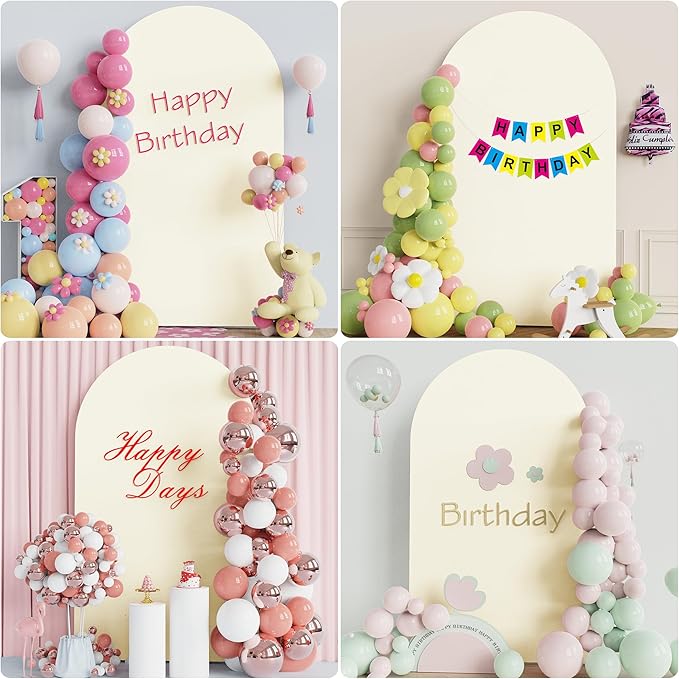 Wokceer Wedding Arch Cover 8FT Spandex Fitted Wedding Arch Stand Covers Round Top Chiara Arch Backdrop Cover for Birthday Party Ceremony Banquet Decoration Ivory