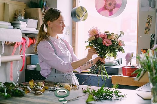 Green Flower Arrangement Tape 2 Pack 3/4" Flower Stem Wrap Adhesive Tape Wedding Bouquet Stem Wrapping Tape for Binding Flowers and Floral Crafts (2PCS, 3/4”x98FT/Roll)
