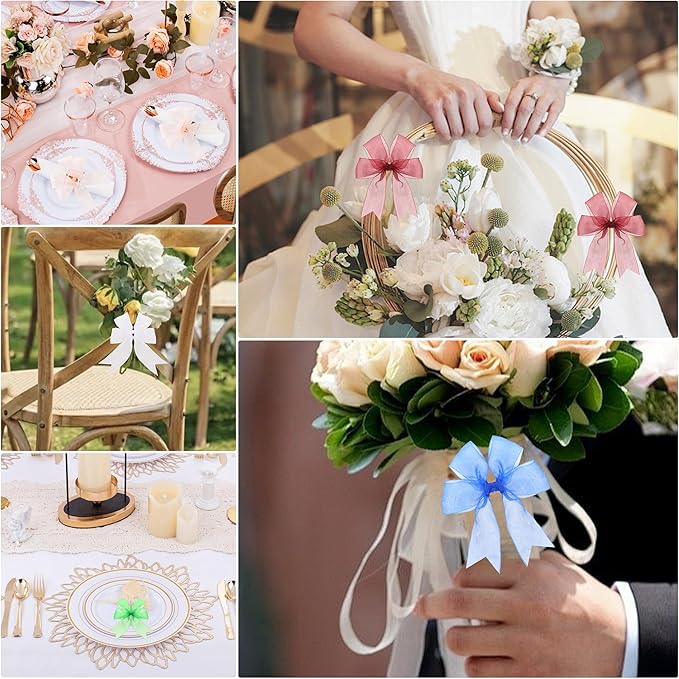 1-1/2 Inch x 50 Yards Sheer Organza Ribbon Chiffon Ribbon for Gift Wedding Flower Bouquet Wrapping Decorations Crafts (Green)