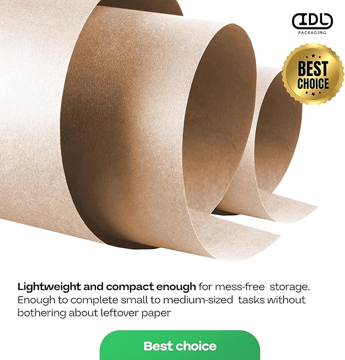 Brown Paper Roll 48" x 1800" (150 feet), Pack of 4 - USA-Made Brown Packing Paper 50lb Thickness for Moving, Shipping, Crafts/Arts - 100% Recycled Natural Wrapping Material by IDL Packaging