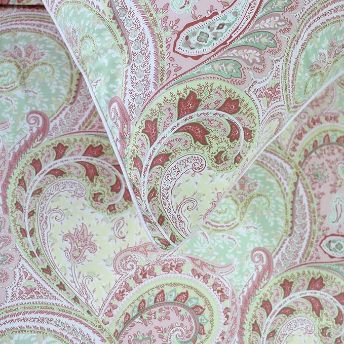 FADFAY 4 Piece Pink Paisley Bed Sheet Set Luxury Bedding Sets Designer Bedding Collections 800 Thread Count 100% Egyptian Cotton Deep Pocket Full