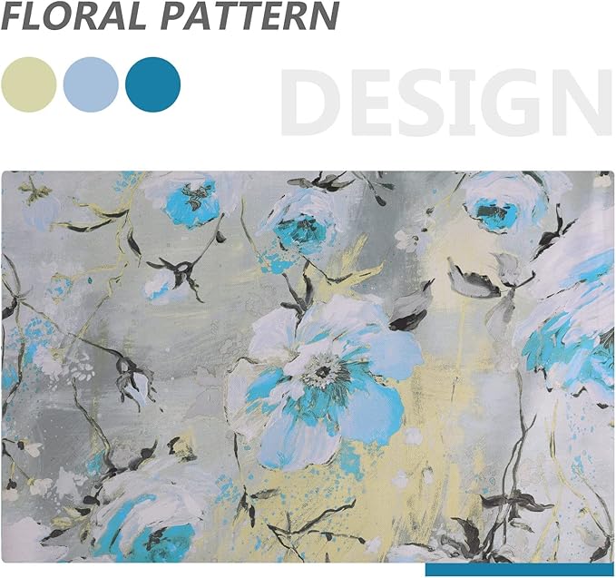 MYSKY HOME Floral Curtains 84 inches Long 2 Panels Blue Curtains for Bedroom/Living Room Thermal Insulated Flower Printed Window Drapes with Grommet, Teal and Blue