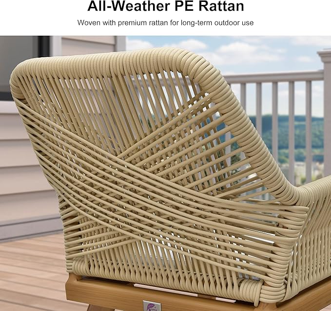 PURPLE LEAF Outdoor Dining Set All-Weather PE Rattan Outdoor Patio Furniture Set with All Aluminum Frame Rectangular Table and Chairs 16 Pieces Set for Lawn Garden Backyard Deck, Teak
