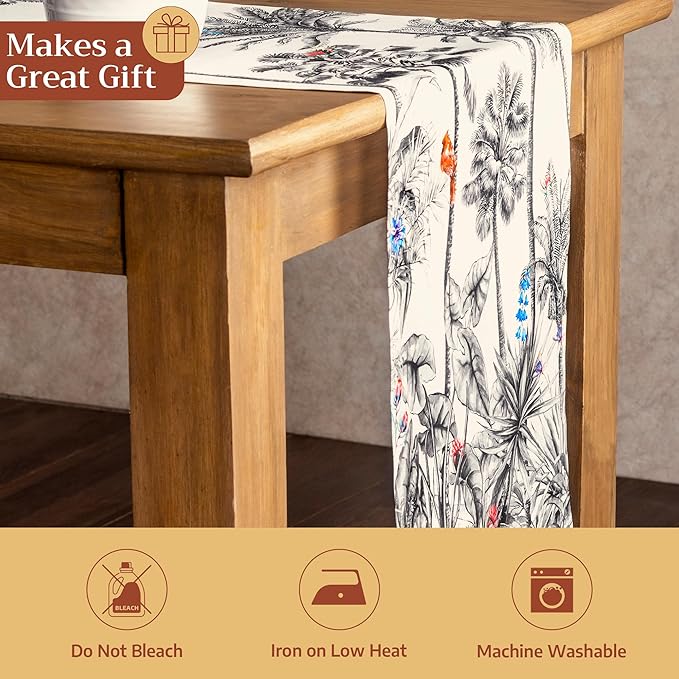 Maison d' Hermine Table Runner 100% Cotton Single Layer Table Runners 72 inches Long for Thanksgiving Christmas Decorations Home Kitchen Dining Party Wedding (Amazonia, 14.5" x 72")