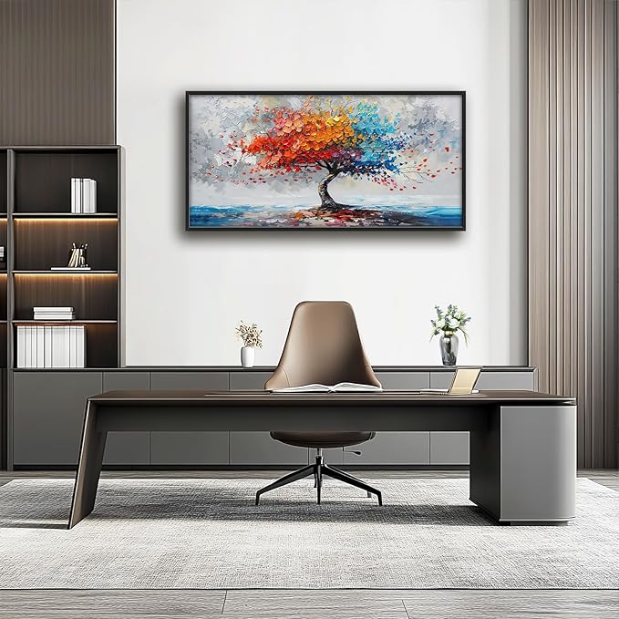 Colorful Tree Wall Art Abstract Rainbow Tree of Life Pictures Wall Decor Large Modern Vibrant Canvas Prints Framed Artwork Home Decorations for Bedroom Living Room Dining Room Office Hotel 60"x30"