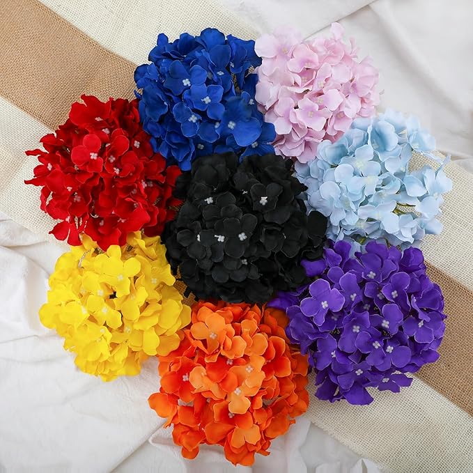 Fake Purple Hydrangea Artificial Flowers - Faux Silk Hydrangeas Flowers Heads with Stems Real Touch for Home Wedding Party Table Decor(Light Purple,Pack of 10)