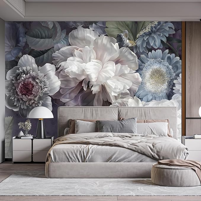 Peel and Stick Wallpaper Floral Forest Mural Flower for Bedroom Large Wall Murals Wall Paintings (Color-2, 157×110 inch)