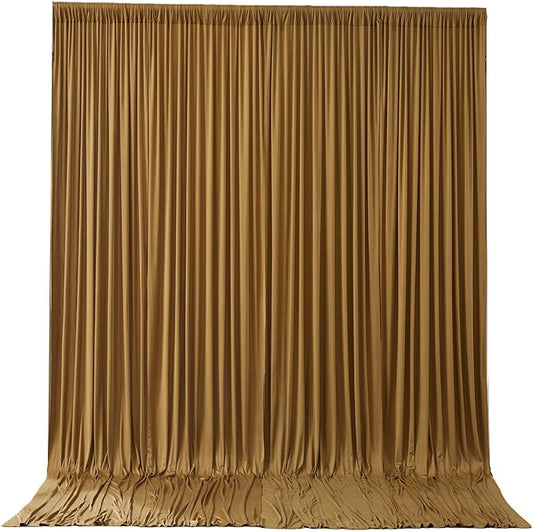 Gold Brown Backdrop Curtains-Wrinkle-Free Polyester Photography Drapes Party Curtain Background for Baby Shower Wedding Decorations- 16 X10FT