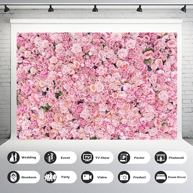Roses Flowers Backdrop Valentine's Day Pink Rose Photography Background Floral Red Rose Backdrop for Birthday Wedding Baby Shower Anniversary for Various Floral Roses Backdrops Adults Props 8x6ft