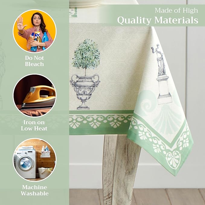 Maison d' Hermine Table Cloth Square Table 100% Cotton 60 x 60 Inches Tablecloth Reusable Decorative for Dining Room, Farmhouse, Home, Party, Festive & Wedding Spring Summer - Jardin Du Roy
