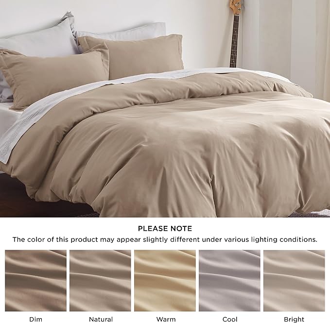 Bedsure Duvet Cover King Size - Soft Double Brushed Bedding Set for Kids & Adults, Zipper Closure, 3 Pieces, Includes 1 Duvet Cover (104"x90") & 2 Pillow Shams, NO Comforter, Hazel