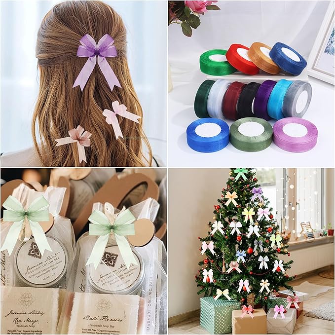 3/4 Inch x 50 Yards Sheer Organza Ribbon Chiffon Ribbon for Gift Wedding Flower Bouquet Wrapping Decorations Crafts (Sage Green)
