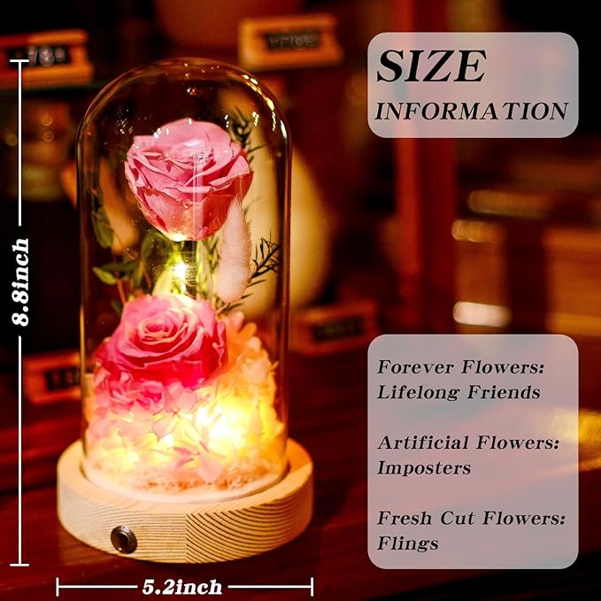 Preserved Roses & Fresh Flowers Bouquet – Gift for Women, Roses That Last Forever, Flowers for Delivery Prime – Birthday, Mother’s Day & Christmas