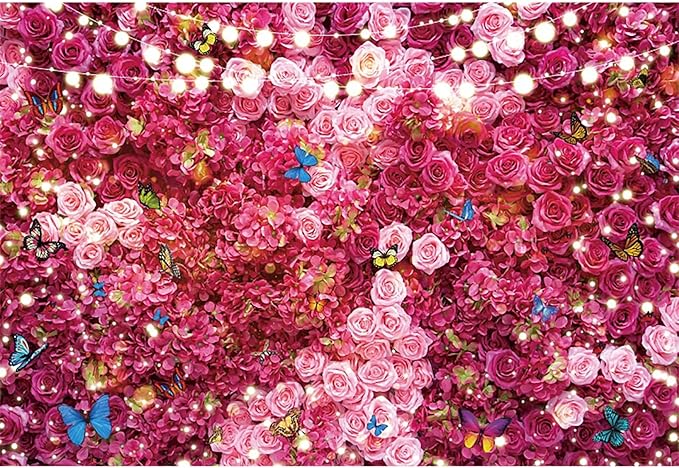 20x10ft Pink Red Rose Wall Background Flowers Photography Backdrop Girls Princess Birthday Baby Shower Wedding Cake Table Decoration Banner