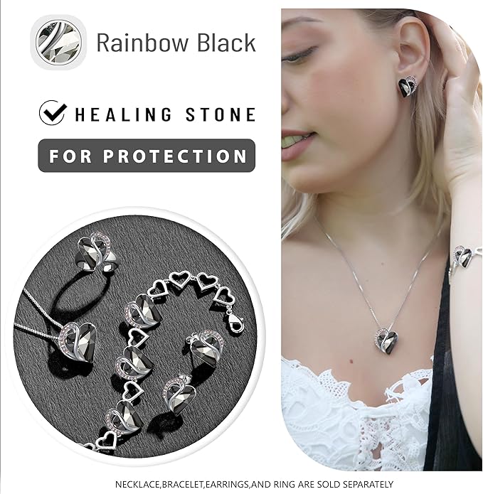 Leafael Necklaces for Women, Infinity Love Birthstone Heart Crystal Pendant, Birthday Jewelry Gifts for Her, Mom, and Wife, Silver Plated, 18 plus 2 inch Adjustable Chain