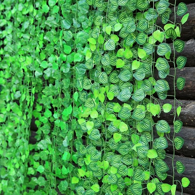 168 feet Artificial Vines Greenery Garland Fake Hanging Leaves Faux Foliage Plants for Wedding Party Garden Home Kitchen Office Wall Decorations (Watermelon/24 Strands)