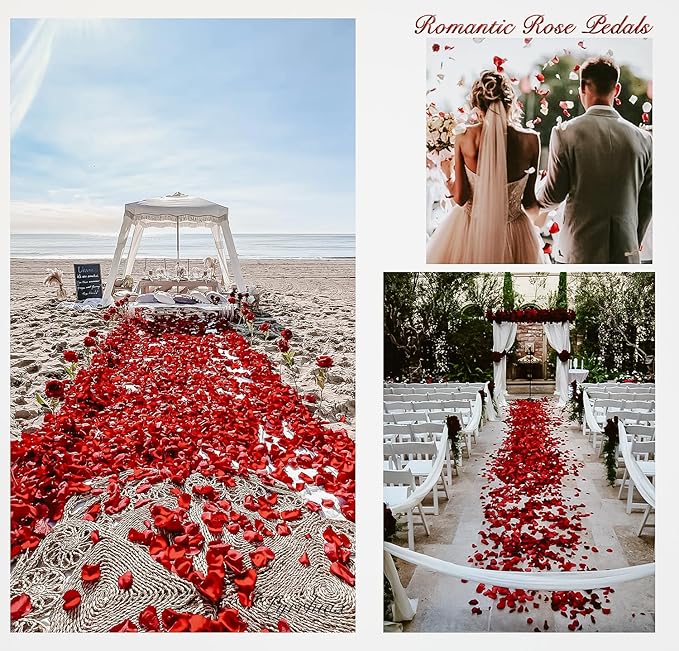2000Pcs Rose Petals, Artificial Flower Petals Fake Rose Petals for Romantic Night,Wedding,Proposal Anniversary Flower Decorations (Big Red Dot Black, 2000pcs)