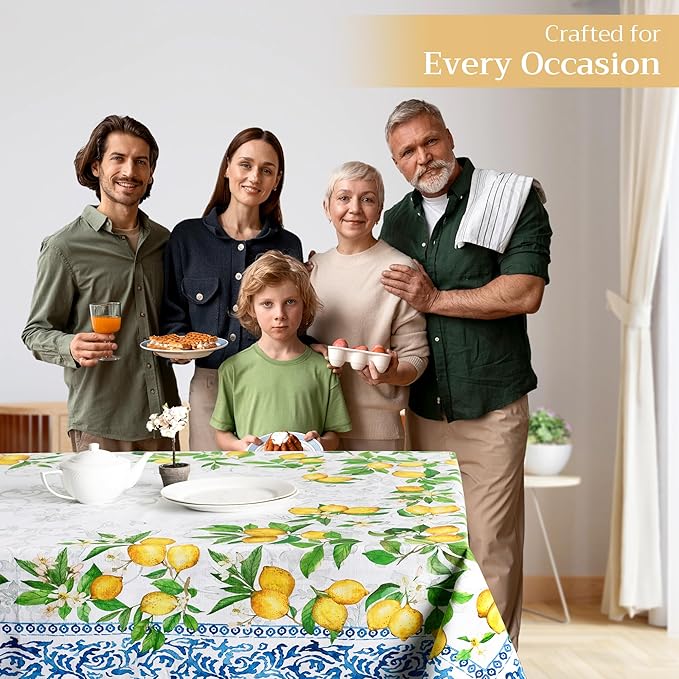 Maison d' Hermine Table Cloth Square Table 100% Cotton 60 x 60 Inches Tablecloth Reusable Decorative Everyday Use for Dining Room, Farmhouse, Home, Party, Festive & Wedding Spring Summer - Cedrat