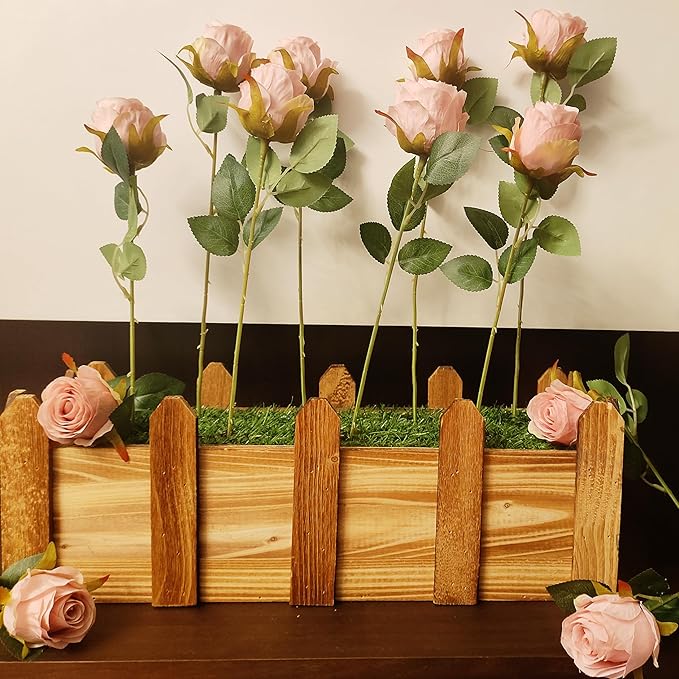 Artificial Roses 10 Pcs - Lifelike Single Stem Fake Roses with Natural Petal Texture,Fade-Resistant Silk Flowers for Wedding Decor,Home Vase Arrangements,Party Centerpieces(10, Light Pink)