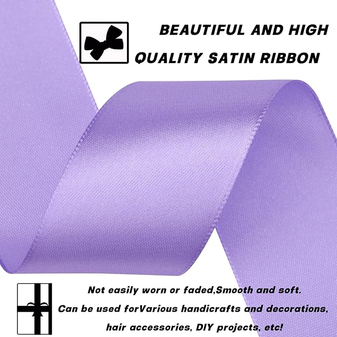 1-1/2 Inch 60 Yards Light Purple Solid Satin Ribbon for Gift Wrapping,Craft Floral Bouquets,Wedding Party,Timeless Flower,Decoration Floral Hair,Balloons
